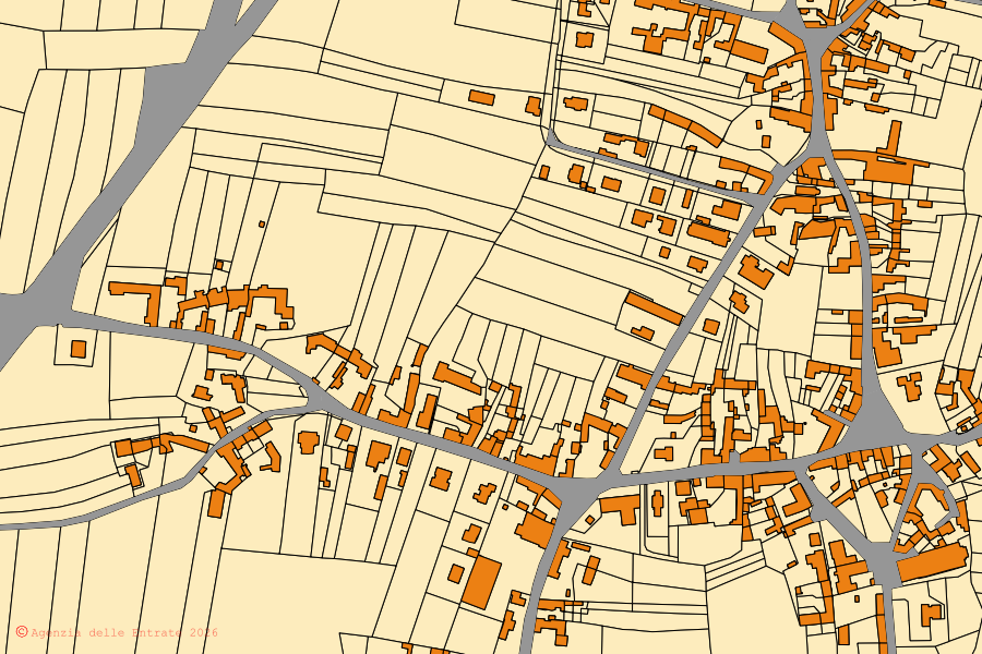 Mappa catastale del centro di Premariacco: particelle e fabbricati, cartografia Agenzia delle Entrate
