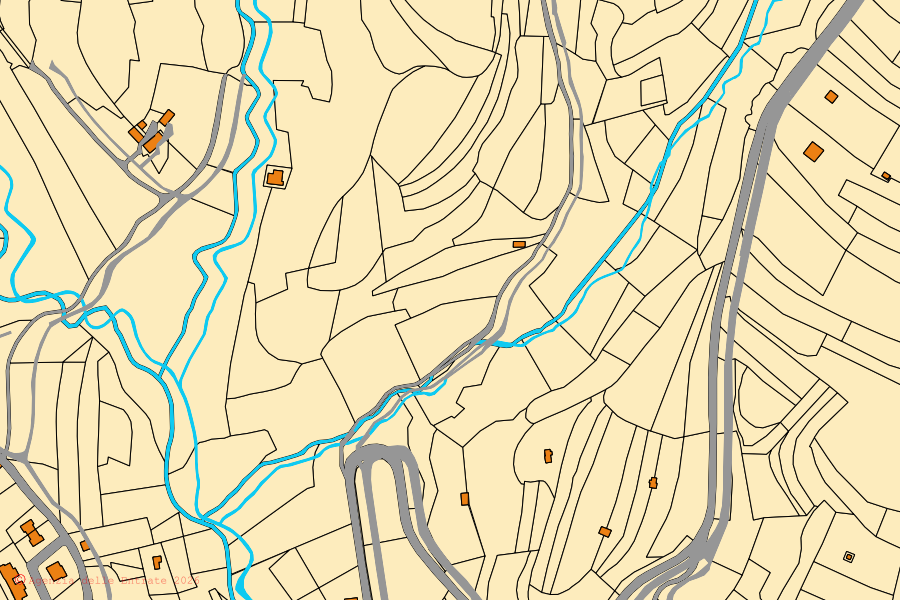 Mappa catastale del centro di Preseglie: particelle e fabbricati, cartografia Agenzia delle Entrate