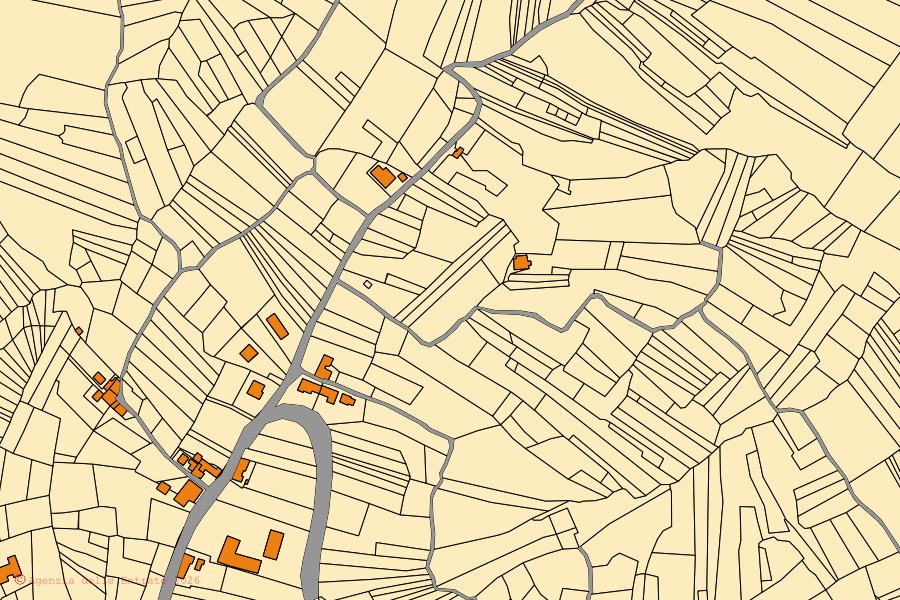 Mappa catastale del centro di Pretoro: particelle e fabbricati, cartografia Agenzia delle Entrate