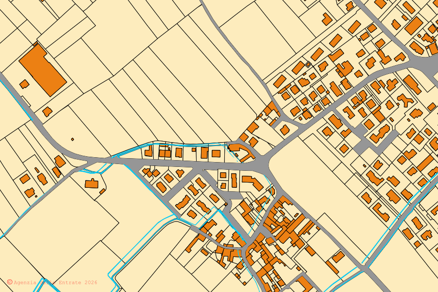 Mappa catastale del centro di Prevalle: particelle e fabbricati, cartografia Agenzia delle Entrate