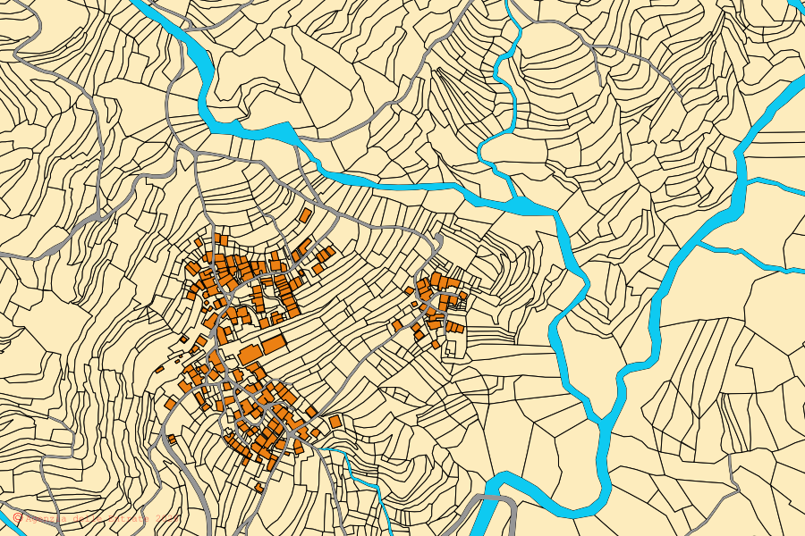 Mappa catastale del centro di Propata: particelle e fabbricati, cartografia Agenzia delle Entrate