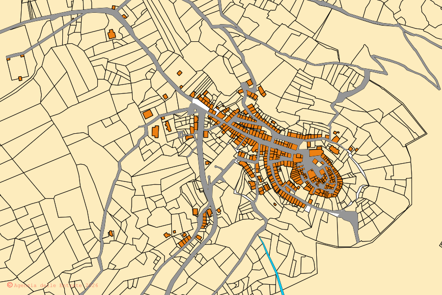 Mappa catastale del centro di Prossedi: particelle e fabbricati, cartografia Agenzia delle Entrate