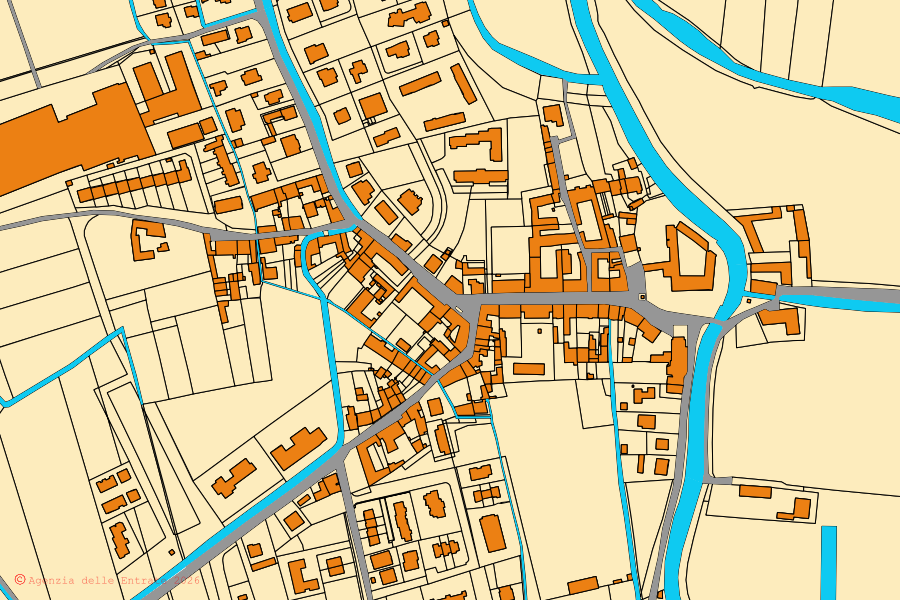 Mappa catastale del centro di Pumenengo: particelle e fabbricati, cartografia Agenzia delle Entrate