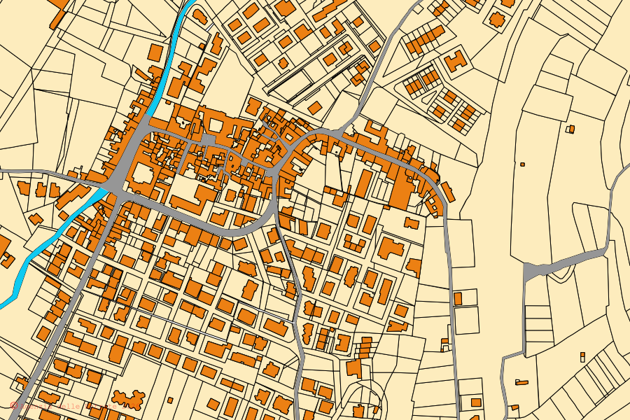 Mappa catastale del centro di Quadrelle: particelle e fabbricati, cartografia Agenzia delle Entrate