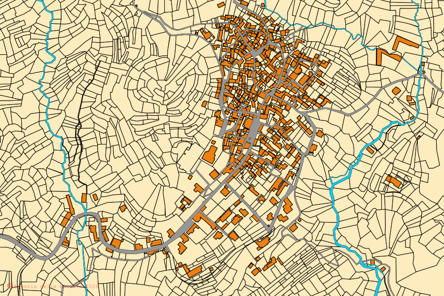 Mappa catastale del centro di Quarna Sopra: particelle e fabbricati, cartografia Agenzia delle Entrate