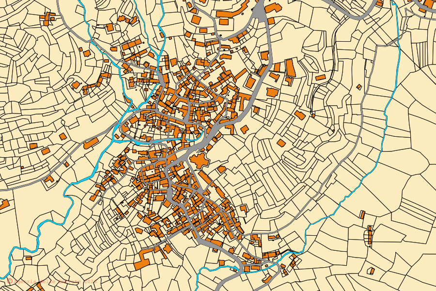 Mappa catastale del centro di Quarna Sotto: particelle e fabbricati, cartografia Agenzia delle Entrate