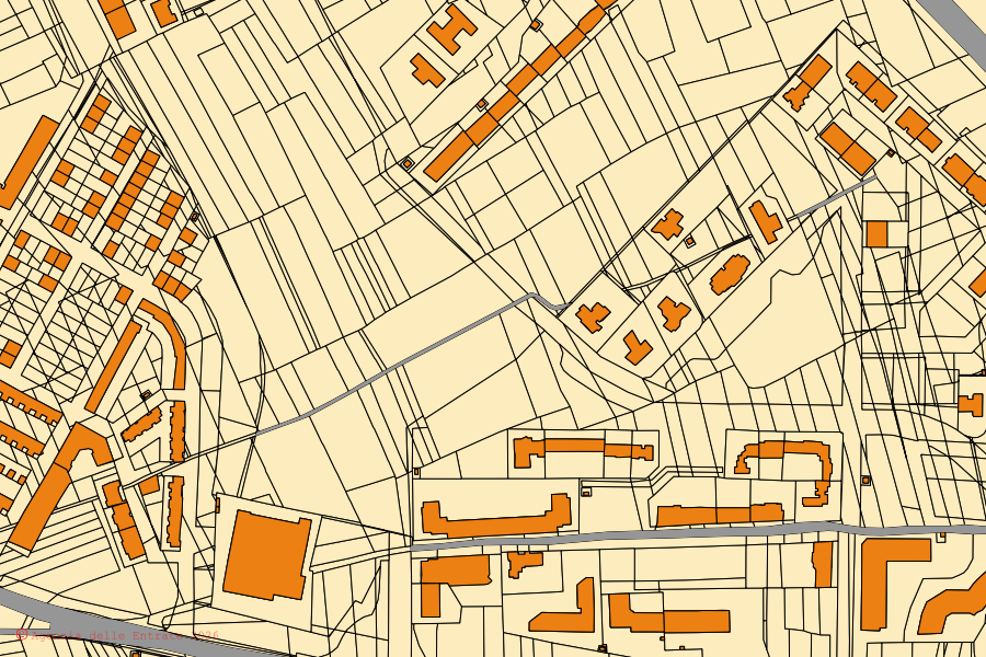 Mappa catastale del centro di Quartu Sant'Elena: particelle e fabbricati, cartografia Agenzia delle Entrate