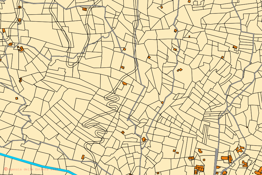 Mappa catastale del centro di Quassolo: particelle e fabbricati, cartografia Agenzia delle Entrate