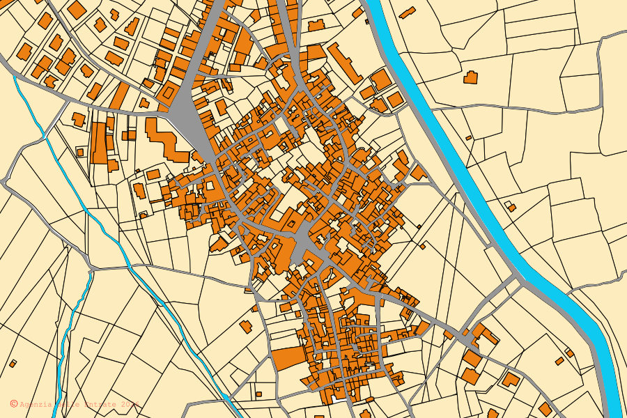 Mappa catastale del centro di Quindici: particelle e fabbricati, cartografia Agenzia delle Entrate