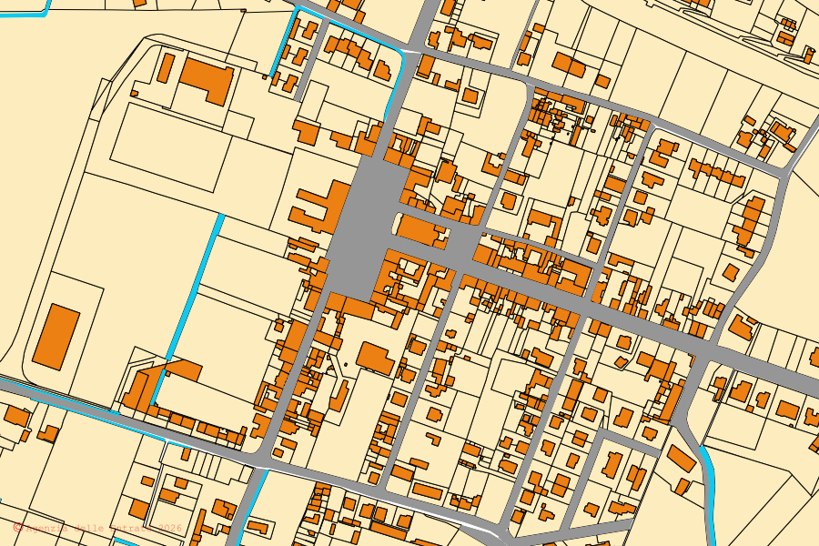 Mappa catastale del centro di Quingentole: particelle e fabbricati, cartografia Agenzia delle Entrate