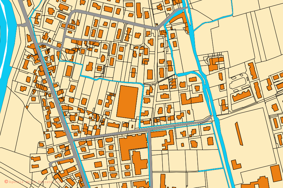 Mappa catastale del centro di Quinto Vicentino: particelle e fabbricati, cartografia Agenzia delle Entrate