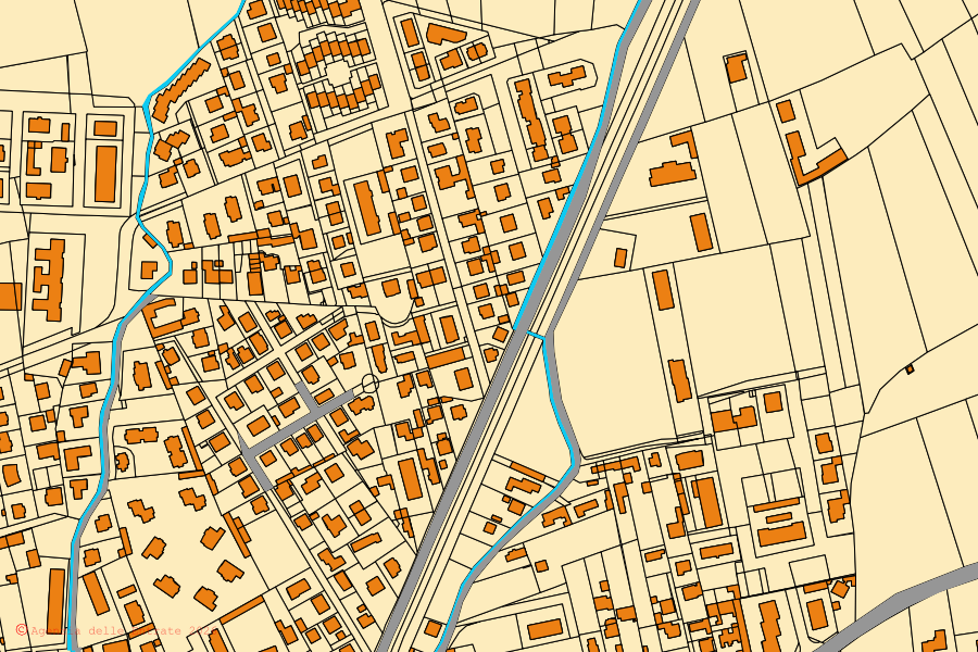 Mappa catastale del centro di Racconigi: particelle e fabbricati, cartografia Agenzia delle Entrate