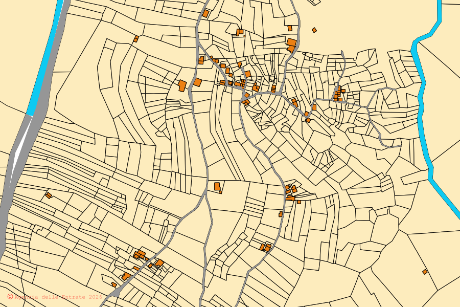 Mappa catastale del centro di Raccuja: particelle e fabbricati, cartografia Agenzia delle Entrate
