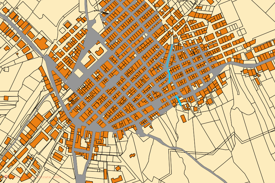 Mappa catastale del centro di Raddusa: particelle e fabbricati, cartografia Agenzia delle Entrate