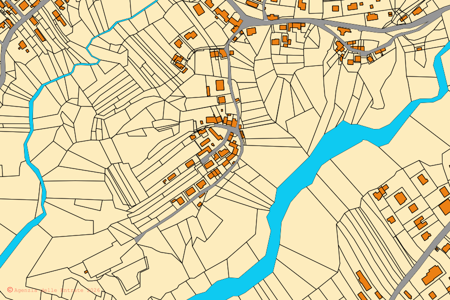 Mappa catastale del centro di Ragogna: particelle e fabbricati, cartografia Agenzia delle Entrate