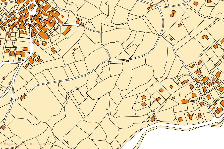Mappa catastale del centro di Ranzanico: particelle e fabbricati, cartografia Agenzia delle Entrate