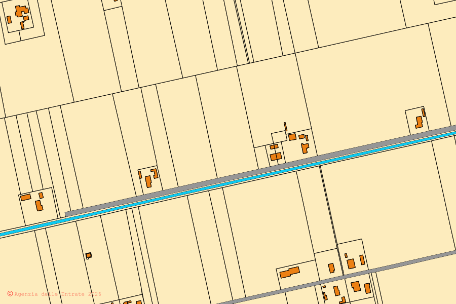 Mappa catastale del centro di Ravenna: particelle e fabbricati, cartografia Agenzia delle Entrate