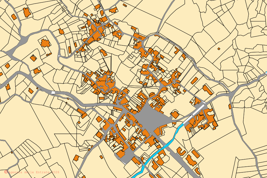 Mappa catastale del centro di Raviscanina: particelle e fabbricati, cartografia Agenzia delle Entrate