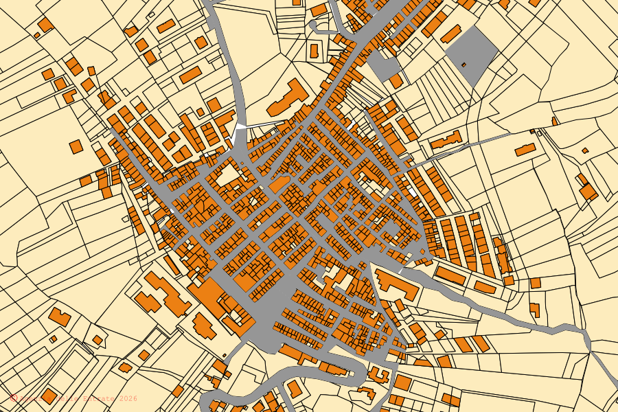 Mappa catastale del centro di Realmonte: particelle e fabbricati, cartografia Agenzia delle Entrate