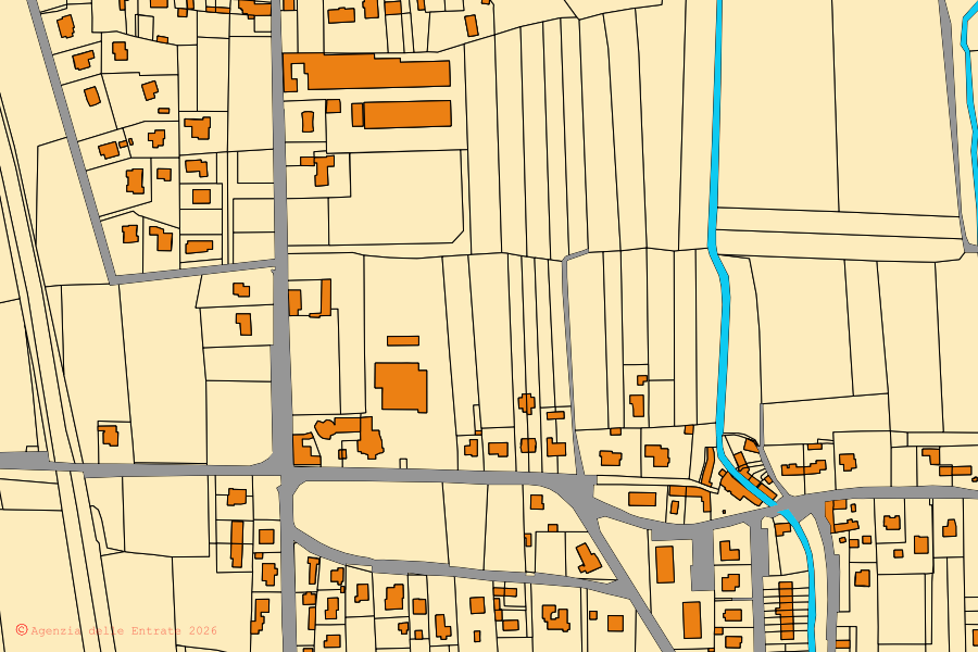 Mappa catastale del centro di Reana del Rojale: particelle e fabbricati, cartografia Agenzia delle Entrate
