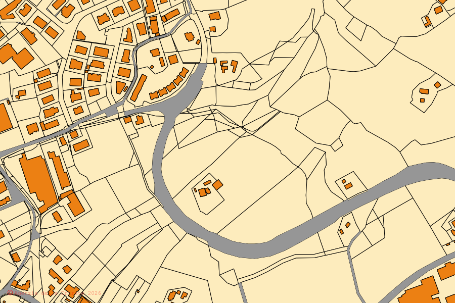 Mappa catastale del centro di Recanati: particelle e fabbricati, cartografia Agenzia delle Entrate