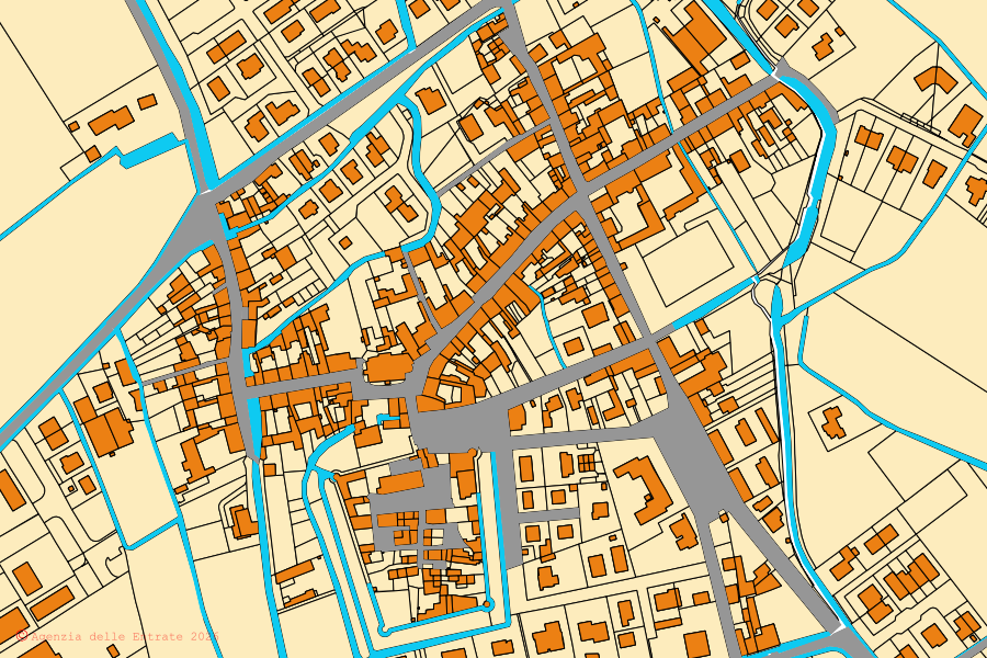 Mappa catastale del centro di Redondesco: particelle e fabbricati, cartografia Agenzia delle Entrate