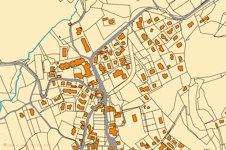 Mappa catastale del centro di Refrontolo: particelle e fabbricati, cartografia Agenzia delle Entrate