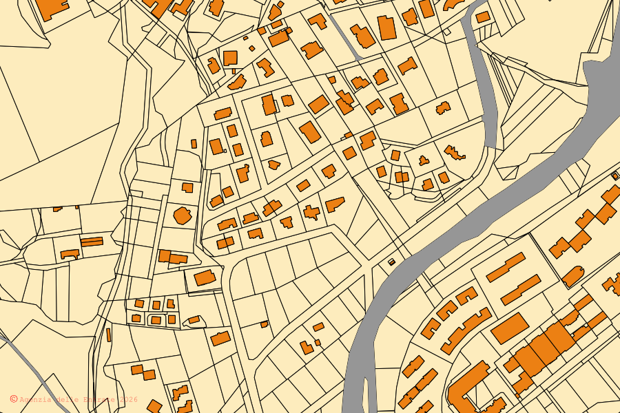 Mappa catastale del centro di Rende: particelle e fabbricati, cartografia Agenzia delle Entrate