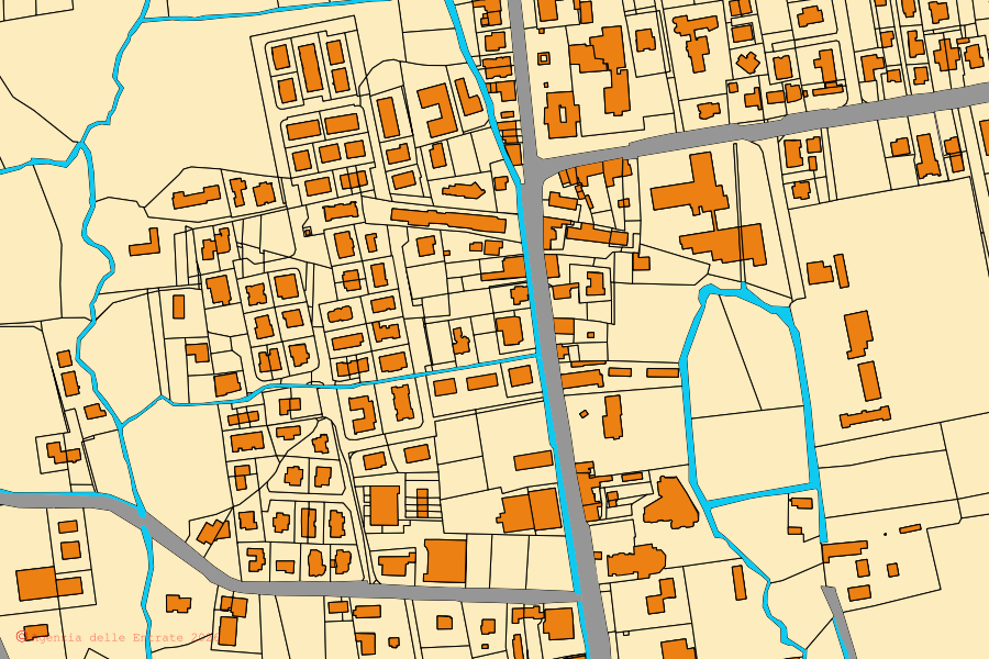 Mappa catastale del centro di Resana: particelle e fabbricati, cartografia Agenzia delle Entrate