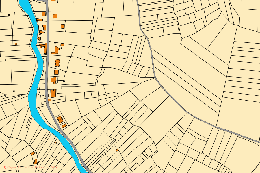 Mappa catastale del centro di Retorbido: particelle e fabbricati, cartografia Agenzia delle Entrate
