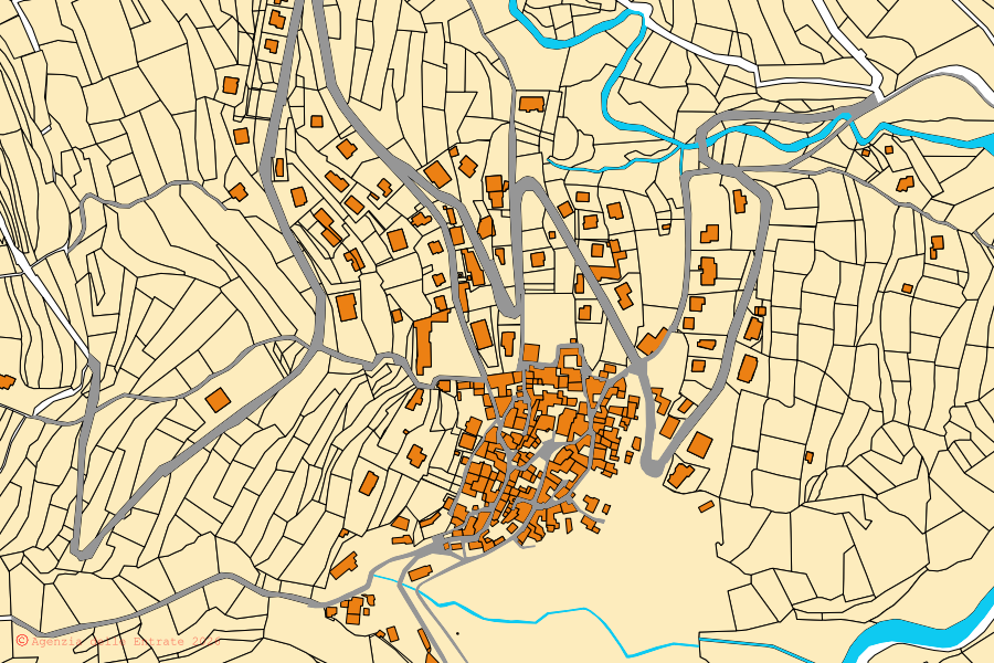 Mappa catastale del centro di Rezzago: particelle e fabbricati, cartografia Agenzia delle Entrate