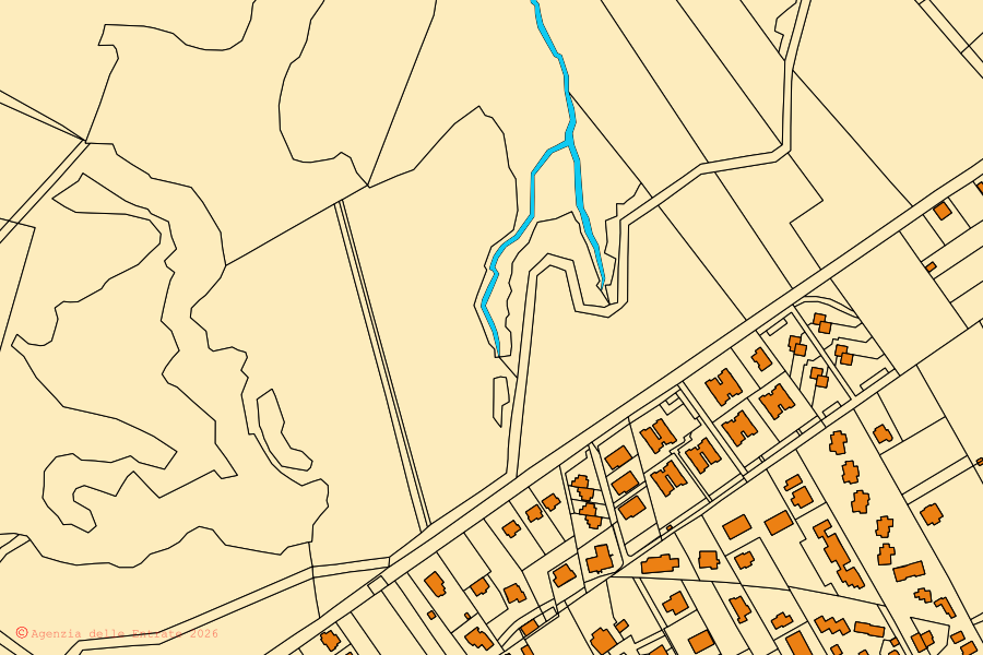 Mappa catastale del centro di Riano: particelle e fabbricati, cartografia Agenzia delle Entrate