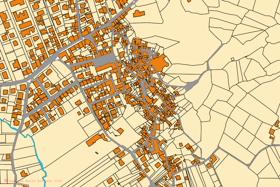 Mappa catastale del centro di Riardo: particelle e fabbricati, cartografia Agenzia delle Entrate