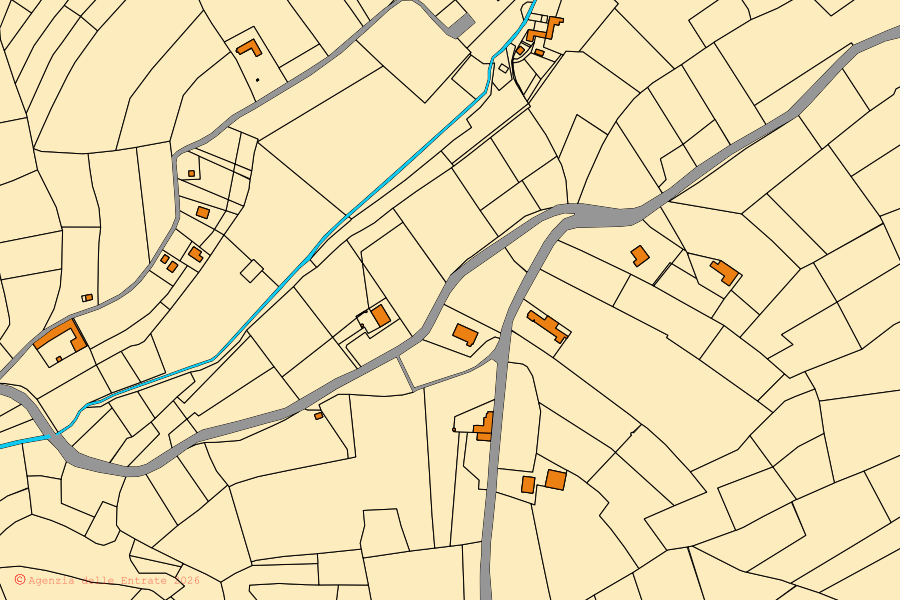 Mappa catastale del centro di Ricaldone: particelle e fabbricati, cartografia Agenzia delle Entrate