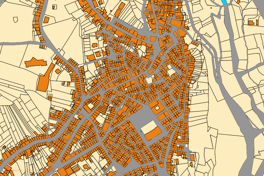 Mappa catastale del centro di Riccia: particelle e fabbricati, cartografia Agenzia delle Entrate