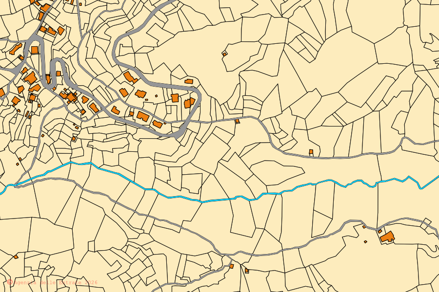 Mappa catastale del centro di Riccò del Golfo di Spezia: particelle e fabbricati, cartografia Agenzia delle Entrate