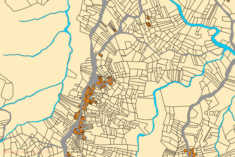 Mappa catastale del centro di Rionero Sannitico: particelle e fabbricati, cartografia Agenzia delle Entrate