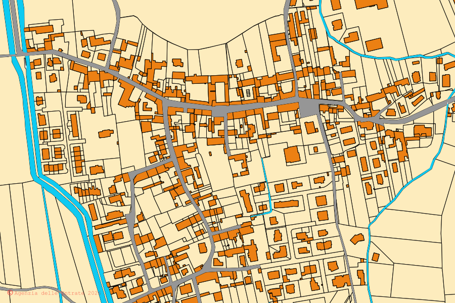 Mappa catastale del centro di Ripalta Arpina: particelle e fabbricati, cartografia Agenzia delle Entrate