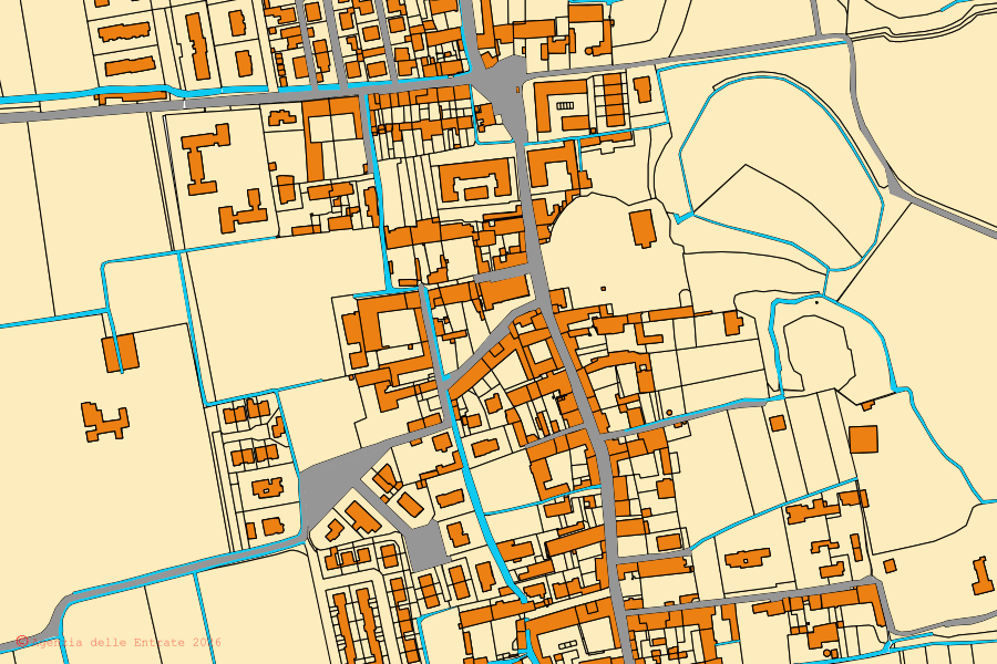 Mappa catastale del centro di Ripalta Cremasca: particelle e fabbricati, cartografia Agenzia delle Entrate