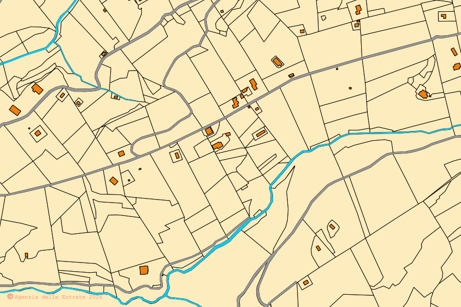 Mappa catastale del centro di Riparbella: particelle e fabbricati, cartografia Agenzia delle Entrate
