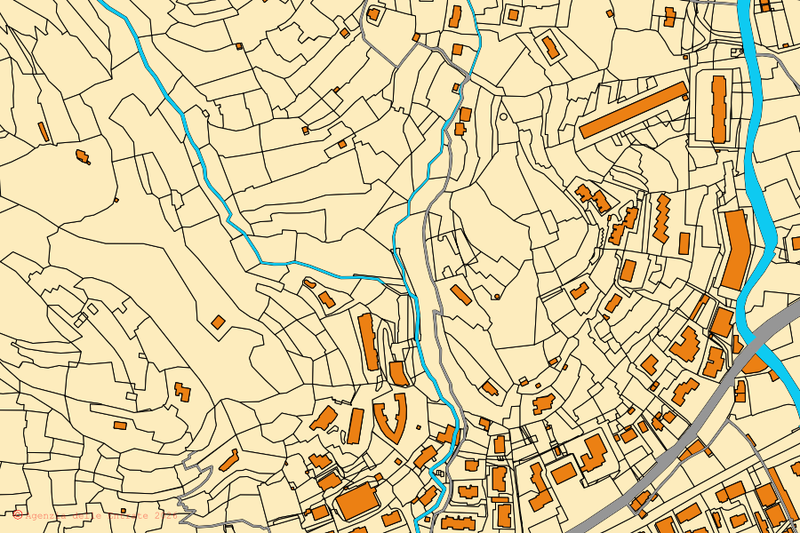 Mappa catastale del centro di Riva Ligure: particelle e fabbricati, cartografia Agenzia delle Entrate