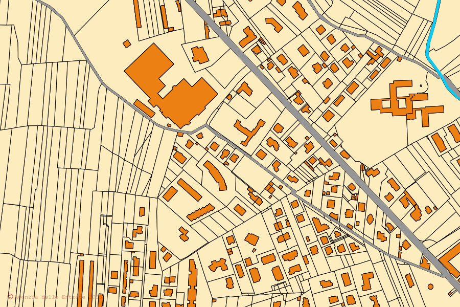 Mappa catastale del centro di Rivarolo Canavese: particelle e fabbricati, cartografia Agenzia delle Entrate