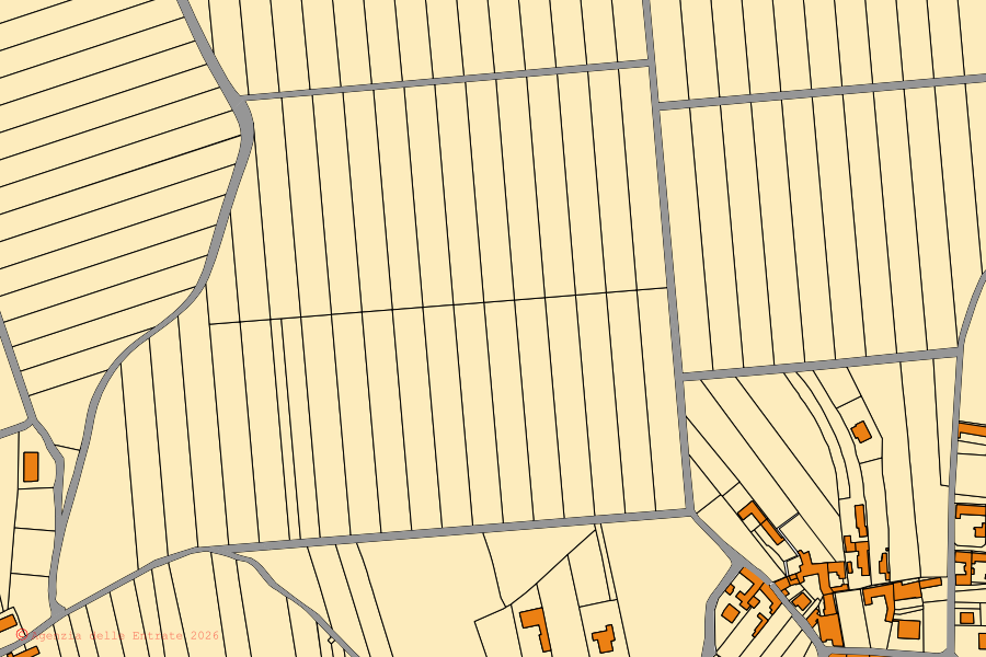 Mappa catastale del centro di Rive d'Arcano: particelle e fabbricati, cartografia Agenzia delle Entrate