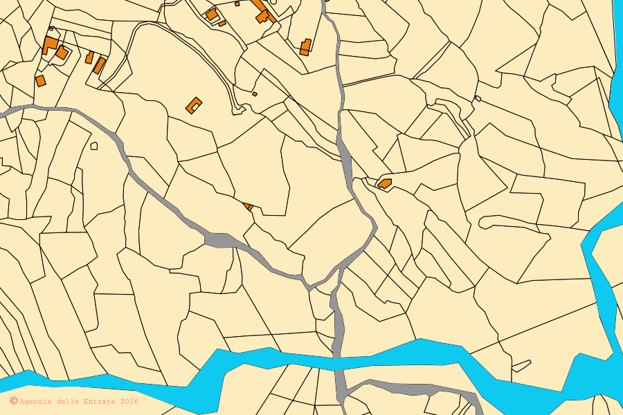 Mappa catastale del centro di Rivello: particelle e fabbricati, cartografia Agenzia delle Entrate