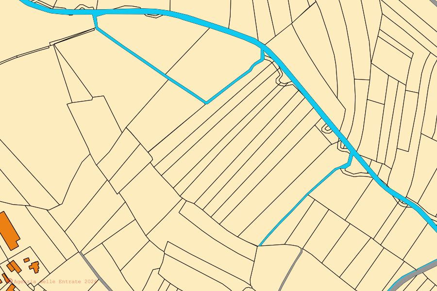 Mappa catastale del centro di Rivignano Teor: particelle e fabbricati, cartografia Agenzia delle Entrate