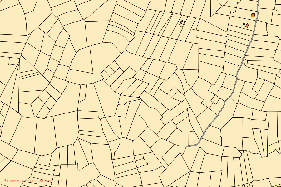 Mappa catastale del centro di Rivodutri: particelle e fabbricati, cartografia Agenzia delle Entrate
