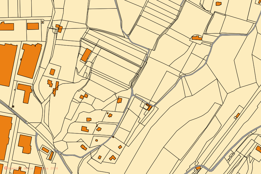 Mappa catastale del centro di Rivoli Veronese: particelle e fabbricati, cartografia Agenzia delle Entrate