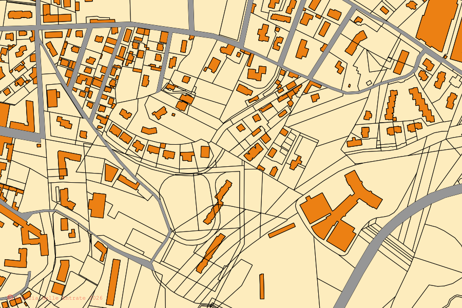 Mappa catastale del centro di Rivoli: particelle e fabbricati, cartografia Agenzia delle Entrate