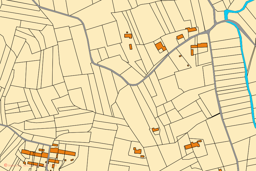 Mappa catastale del centro di Roatto: particelle e fabbricati, cartografia Agenzia delle Entrate