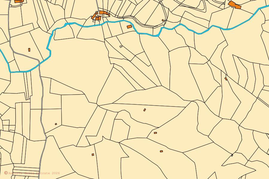Mappa catastale del centro di Robilante: particelle e fabbricati, cartografia Agenzia delle Entrate